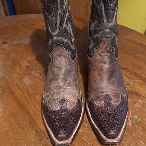 Women's Stetson Distressed Tooled Cowboy Boot 8.5